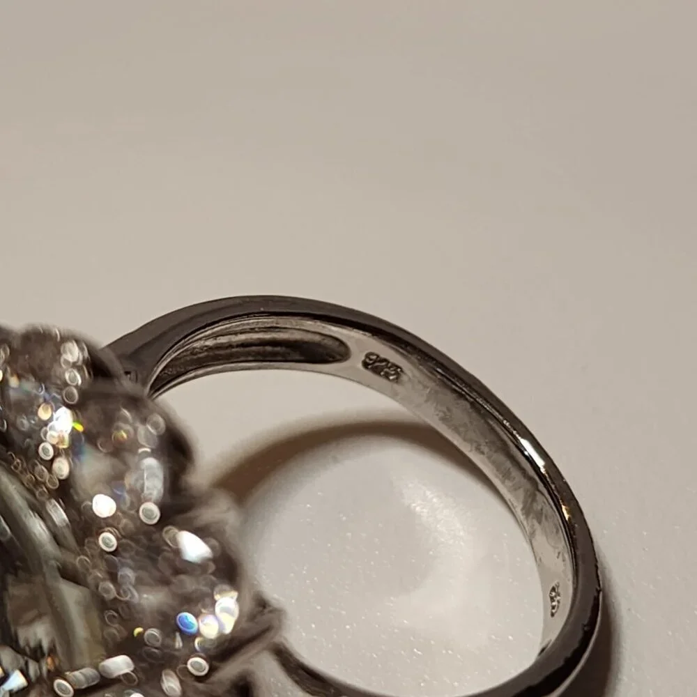 925 Silver light green stone Ring